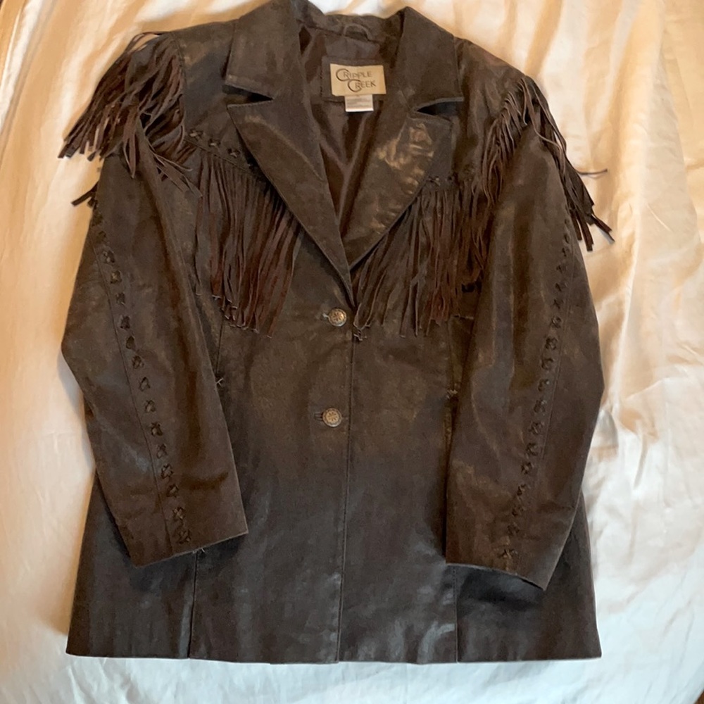 Cripple Creek women’s brown leather jacket